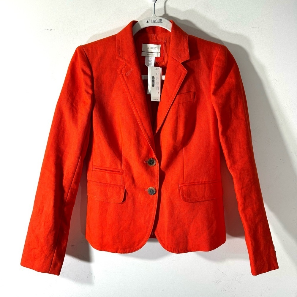 J.Crew Orange Linen school boy blazer NWT